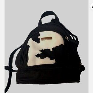 Cow Print Vegan Leather Backpack Mini Purse Women's Girls Casual Carry Bag